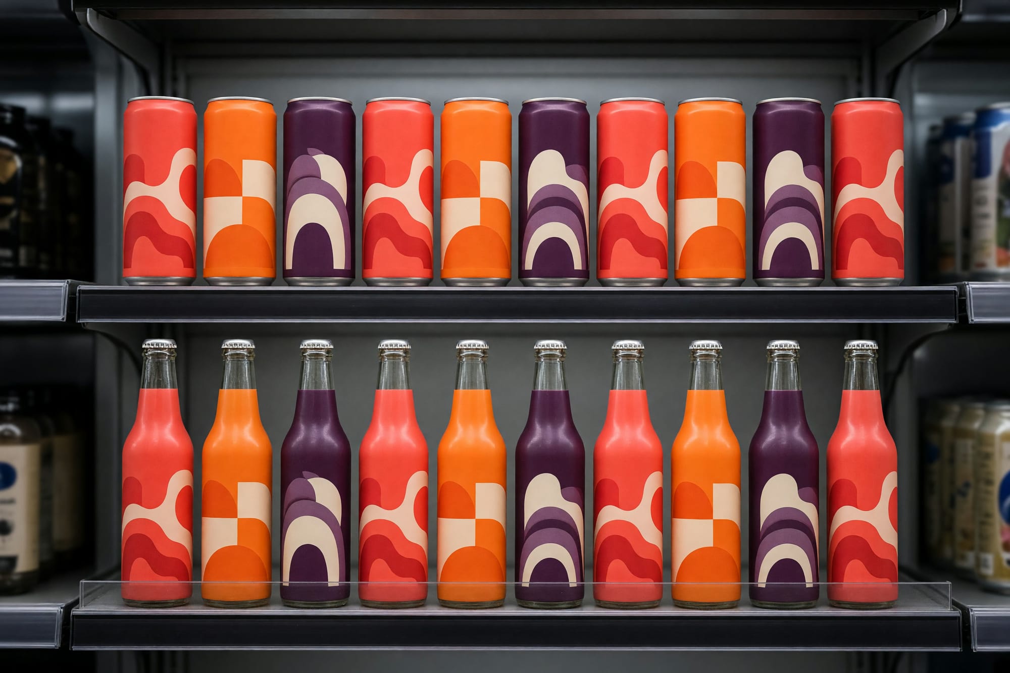 The range faced up on shelf, against the competition